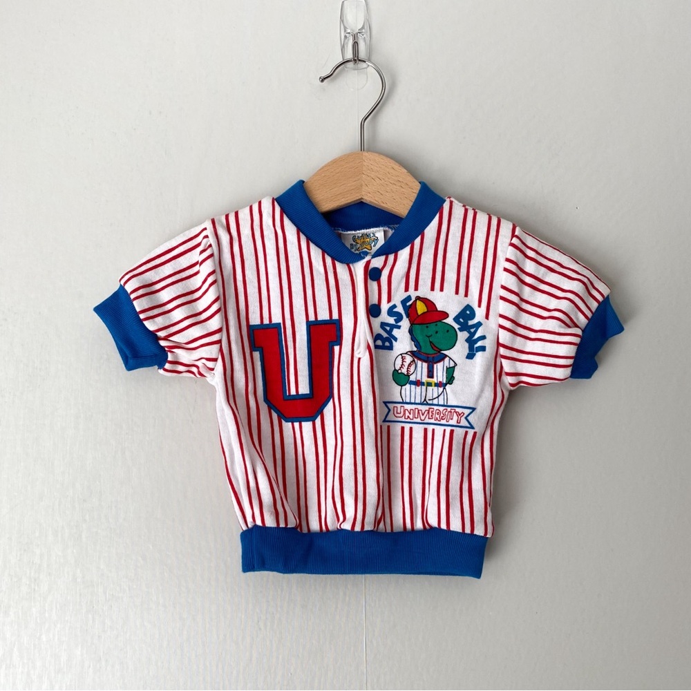 Vintage Deadstock Baseball Dinosaur Short Sleeve Shirt 6/9M